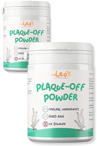 Leo's Plaque Off Powder for Dogs & Cats | 2 x 200g | Pet Teeth Cleaning | Cat & Dog Breath Freshener Food Topper | 100% Natural | No Dog Toothbrush or Dog Toothpaste | Plaque Remover for Dogs & Cats