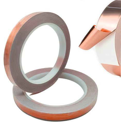 senvenelec (10 mm × 20 m × 2 pièces, avec film de cuivre, conducteur, blindage EMI et HF, circuit papier, entretien électrique, soudure, décoration - 2 rouleaux.