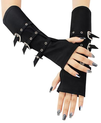 TUONYIS Gants Sans Doigts Gants Mitaines Chauffe Bras Longs pour Femmes Lady Manches Longues Mitaine Bras Manches Longues Mitaine Femme Demi-Doigts Gants Gants en Tricoté pour Femme Filles (Noir)