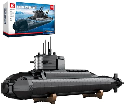Reobrix Militärische Atom-U-Boot-Bausets für Erwachsene, Nuklear-U-Boot-Spielzeug-Modellbausatz mit Lichtern 800, technisches Sammlerstück, Heimbüro-Dekoration
