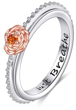 HUKKUN Rosen Fidget Ring Silber 925 Rosenblüten Drehring Rosenkranz Fidget Schmuck Geschenke für Frauen