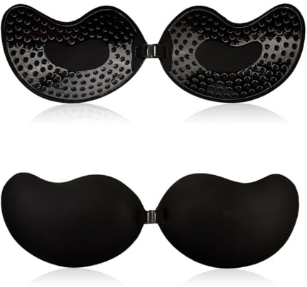 Garegce Sticky Bra, Stick On Bra, Women's Invisible Strapless Push Up Bras, Self-Adhesive Silicone Backless Bras Reusable Breathable Skin Comfortable for Women Sports Beach Dress Everyday Wearing