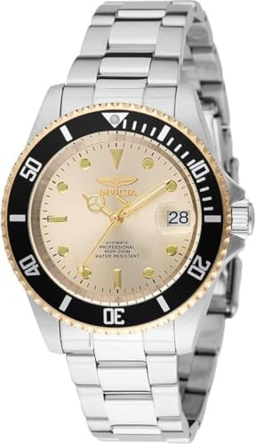 Invicta Pro Diver 49317 Herren Uhr - Wasserdicht - Analog - Automatikuhr - Edelstahl mit goldenen zifferblat - 40mm