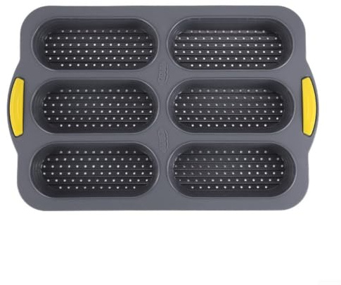 Moule à pain professionnel en silicone à 6 cavités pour hot-dog (gris)