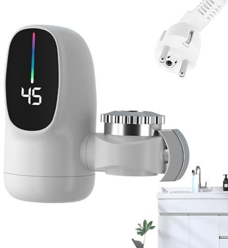 Grifo Calentador De Agua Instantáneo Sin Tanque - Grifo de Agua Caliente Instantánea con Pantalla LED de Temperatura - Accesorio Para 3000W Para Baño Cocina Interior