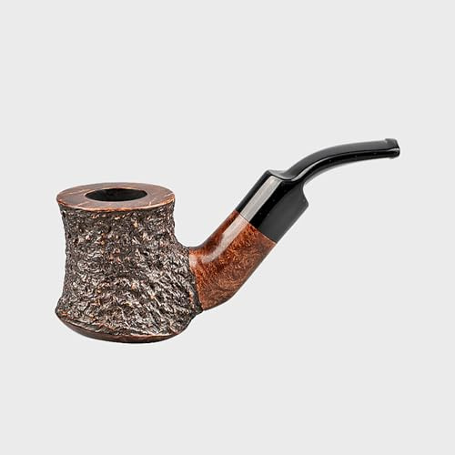 Pipa de tabaco de madera, pipa de fumar clásica hecha a mano con raíz de brezo, se adapta a filtro de 9 mm para regalo del día del padre (A)