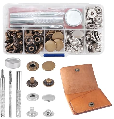 Press Studs Snap Fasteners 15mm x30 Sets - No Sew Popper Studs Kit for Leather, Clothing, Jackets, Bags, Durable