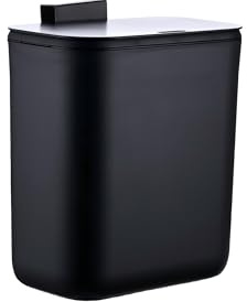 Relaxdays Küchenmülleimer, 9 L, hängender Komposteimer, für Biomüll & Restmüll, Türmüllbehälter, Kunststoff, schwarz