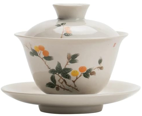 Ensemble de thé Gaiwan, Tasse à thé Gaiwan en céramique chinoise 150 ml, soupière à thé à fleurs peintes à la main, bol à thé