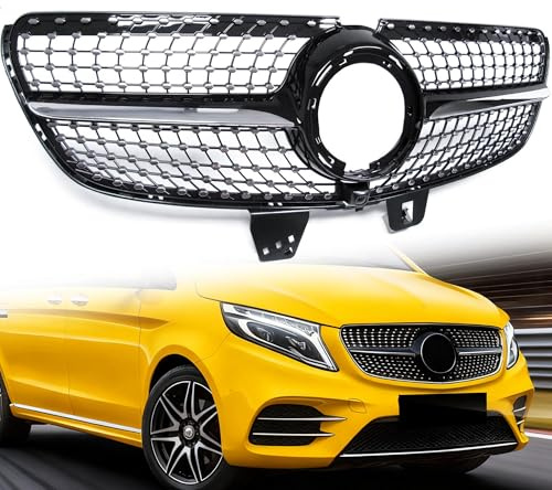 Kühlergrill Front Grill Schwarz Diamant Grill für Mercedes Benz V-Klasse W447 V250 V260 V300 MOPF 04.2019 2020 2021 2022+