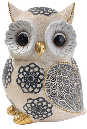 NVOQILIN Statuetta ornamentale a forma di gufo con motivo floreale, in resina, per casa e ufficio, scultura a forma di animale per scaffale e decorazione da tavolo