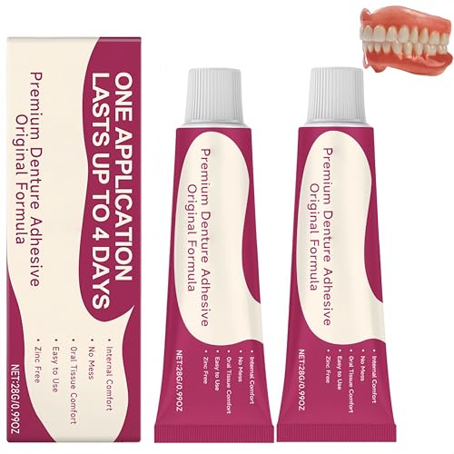 Adhesivo premium para prótesis dentales, adhesivo termoplástico seguro, fijación de hasta 4 días, rebase sin pegamento, estabilidad para la fijación de prótesis dentales superiores (2 Piezas)