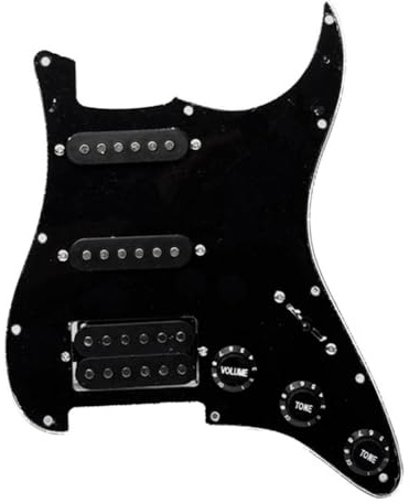 Gettimore SSH Ensemble de pickguard pré-câblés pour guitare électrique avec double humbucker et micros à bobine simple, protection de style ST à 11 trous, compatible avec Fender Stratocaster, pièces