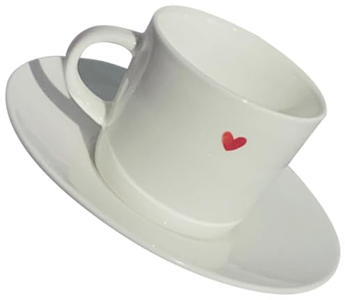 ibasenice Tazzina da Caffè Capacità 70ml in con Piattino, Manico Resistente al Calore Design Classico ed per Casa e Ufficio