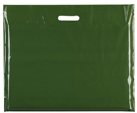 100x HARRODS GREEN 22 X 18+4(56x45cm) HEAVY DUTY COLORED PLASTIC CARRIER BAGS PARTY GIFT BAGS IN 3 SIZES