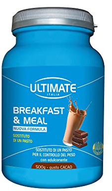 Ultimate Italia - Breakfast & Meal – gusto cacao - 500g - sostituto di un pasto per il controllo del peso – con carboidrati, minerali, vitamine e prebiotici