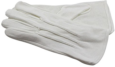 Gants blancs en coton avec grip intérieur main, franc maçon. (7.5)