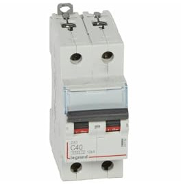 407788 Disjoncteur bipolaire 40A - 2P Courbe C - 6/10kA - À vis - Legrand DX3