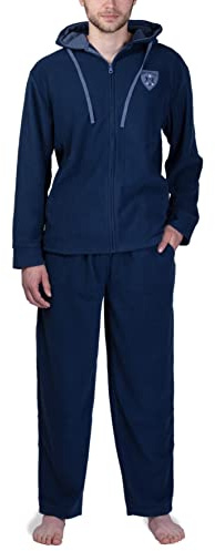 SLOUCHER Fleeceanzug Herren Hausanzug Zweiteiler Jacke Hose, navy, L