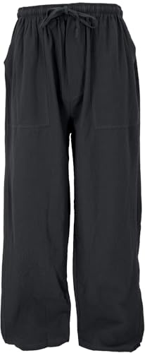 GURU SHOP Lätta yogabyxor, Tai Chi-byxor, sommarbyxor, unisex bomullsbyxor, män, bomull, svart, 48