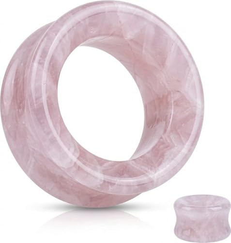 soscene Hollow Tunnels Rose Quartzite Organic Stone Ear Plugs Gauges Sold in Pairs (16MM-5/8 INCH)