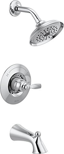 Delta Woodhurst 14 Series Bathtub and Shower Faucet Set, Chrome Shower Head and Handle Set, Valve Trim Kit, Chrome T14432 (Valve Not Included)