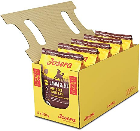 JOSERA Lamm & ris (5 x 900 g) | Hundmat med lamm som enda animalisk proteinkälla | Superpremium torrfoder för vuxna hundar | 5-pack