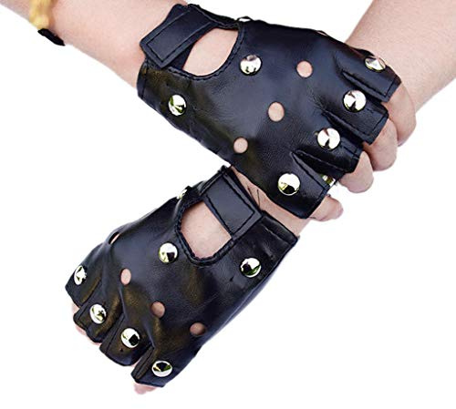 Halbfinger-Handschuhe für Herren, Unisex, Kunstleder, für Theater, Punk, Hip-Hop, Autofahren, Motorrad-Fäustlinge