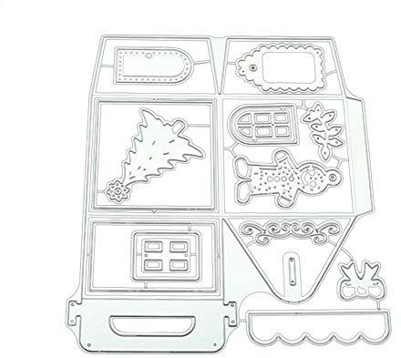 TankMR Weihnachten Haus Box Metall Stanzformen, Prägeschablone Vorlage Für DIY Scrapbook Album Papier Karte Kunst Handwerk Dekoration Silber
