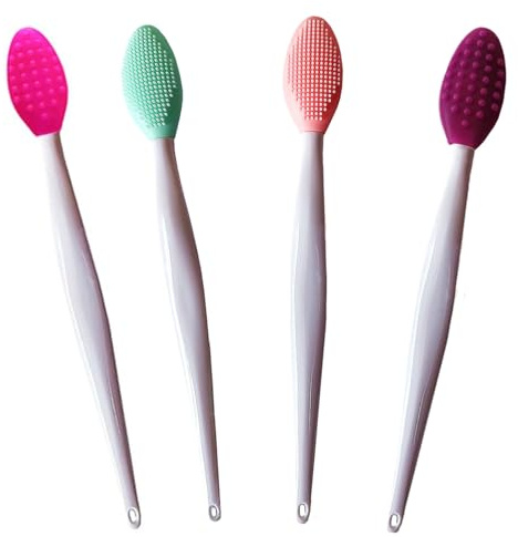 Lippenpeeling-Bürste, Lippenpeeling-Bürste, Silikon-Peeling-Bürste, Silikon-Lippenpeeling, Lippenpflege-Werkzeug, Mini-Peeling-Pinsel-Set, Lippen-Schrubber für Frauen (4 Stück)