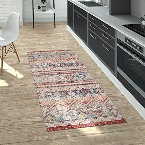 Paco Home Alfombra Salón, Tejido Laminado Estilo Oriental, Distintos Colores Y Tamaños, tamaño:80x150 cm, Color:Multicolor 2