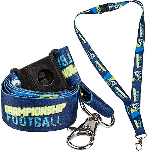 alles-meine.de GmbH Schlüsselband/Schlüsselanhänger/Umhängeband - Fußball & Fußballschuh - 20 mm beit - mit Karabiner + Sicherheitsverschluß - lang schwarz - für Kinder & Erw..