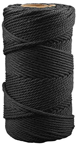 jijAcraft 4MM Black Macrame Rope Cord, 100M Cotton String Twine for Crafts, Graden String Cotton Rope for DIY Crafts Wall Hanging Plant Hanger Knitting Bundling Wrapping