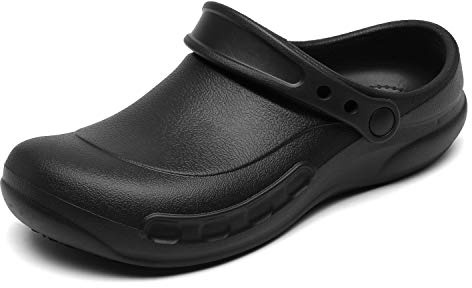 Unisex specialist Träskor Trädgård Träskor Skor Lätt Slip Resisitant Trädgård Kock Sjukhus Gård Slip On Sandaler Tofflor, Svart - Svart - 38 EU