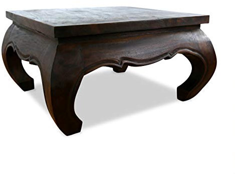 livasia Opiumtisch, gr. Kaffeetisch, Couchtisch, Massivholztisch (76 x 76 cm)