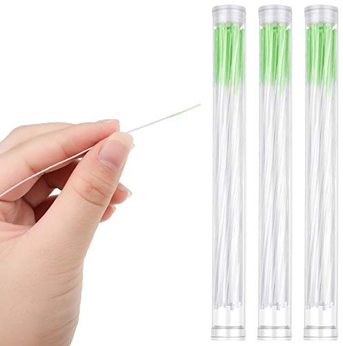 Maitys Lot de 180 nettoyeurs de trous pour boucles d'oreilles, fil de nettoyage de perçage, parfum rose, soin des oreilles, fil dentaire jetable (vert)