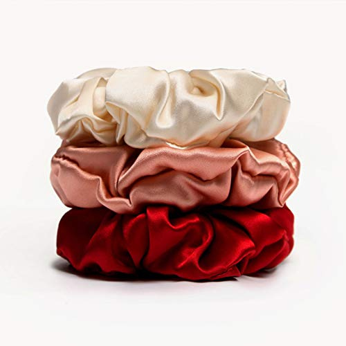 Michooyel Scrunchies Hårsnoddar sammet 3 st hårband elastiska hårband hästsvanshållare set för kvinnor flickor tjockt hår röd
