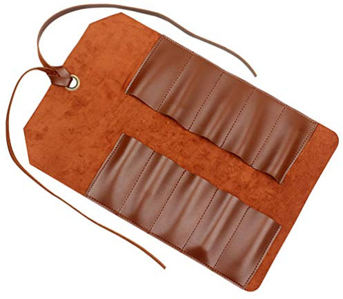 DOITOOL Werkzeugtasche Leder Rolltasche Mit 10 FäChern, Tragbare Aufbewahrungstasche FüR Handwerkzeuge, Schokolade