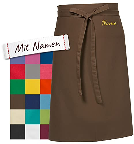 LALALO Vorbinder Schürze mit Name, hochwertig bestickt, Personalisierte Bistroschürze/Kochschürze für Damen und Herren, Malschürze/Schürze zum basteln, kochen, garten oder werken