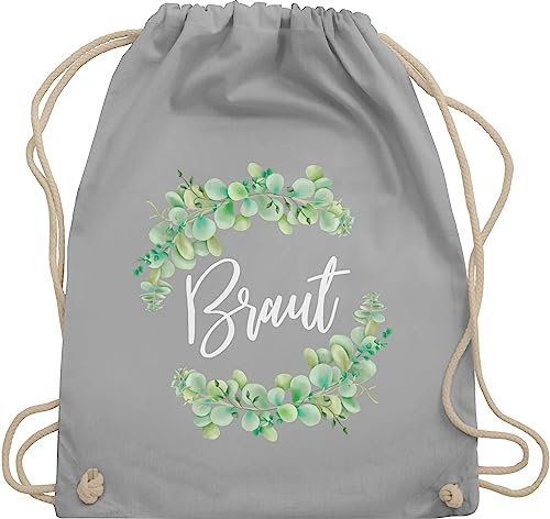 Shirtracer Turnbeutel Rucksack - JGA Junggesellenabschied Frauen - Braut Eukalyptus weiß - Unisize - Hellgrau - geschenk an brauttaschen bachelorette party beutel junggesellinnenabschied outfit