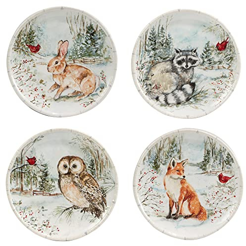 Certified International Winter's Walk 8.5 Salad/Dessert Plates, Set of 4, Multicolor
