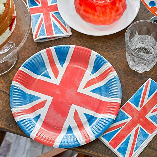 Talking Tables Einweg-Servietten mit Union Jack-Design, britische Königliche Königliche Krönung, Partyzubehör, Rot, Weiß, Blau, Tischdekorationen, Großbritannien GB, 24 Stück