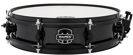 Mapex MPX Maple/Poplar Hybrid Shell Piccolo Snare Drum, 14 in. X 3.5 in, Transparent Midnight Black, (MPNMP4350BMB)