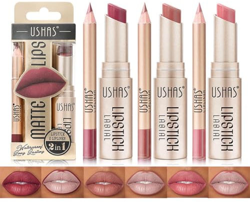 Kit de maquillage des lèvres très pigmenté et longue durée avec un joli paquet cadeau - 6 couleurs de rouge à lèvres mat et 3 couleurs de crayon à lèvres mat velouté