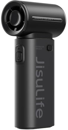 JISULIFE Portable Handheld Fan Life9, Turbo Power High Speed Air [18H Max Cooling Time], 5 Gear Wind, 5000mAh Rechargeable, Mini Pocket Design, Personal Fan for Travel Concerts Camping Makeup - Black