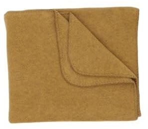 Engel Natur, Fleece Decke mit Muschelkante, 150x180cm, 100% Wolle (kbT) (150x180cm, Safran)