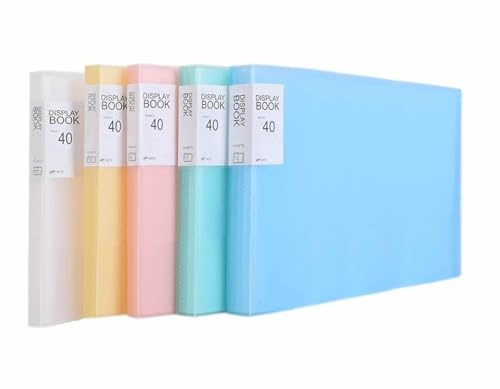 TUKA-i-AKUT [5X] PP displaybok A4 landskap totalt 200 fickor (5 x 40), solid polypropylen presentationsbok projektmapp visningsmapp, genomskinligt fodral, 5-pack i 5 färger TKD8018-5x
