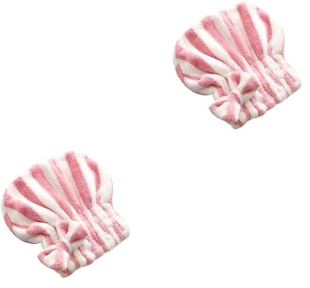FRCOLOR 2stücke Haartrocknermütze Mit Bowknot Und Streifen Schnelltrocknende Wasserabsorbierende Badehaube Für Effektive Haarpflege Für Tägliche Nutzung Und Reisen