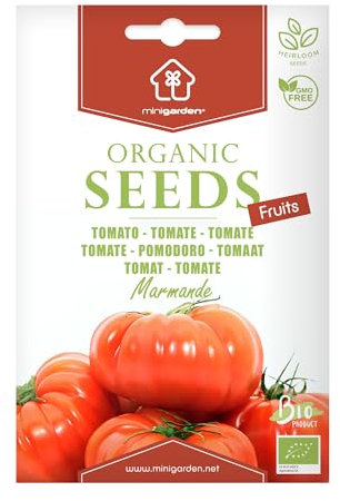 Tomate Marmande, Graines certifiées biologiques prêt à Pousser Minigarden, 100% Naturelles sans Propagateurs Chimiques ni Génie Génétique, inclut entre 80 et 120 graines
