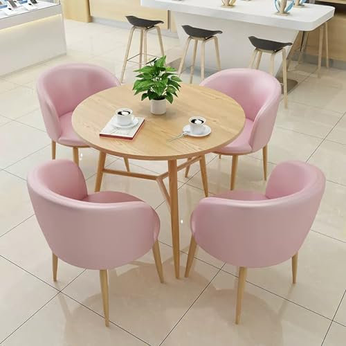YUGXTH KüChentisch, Esstisch mit 4 StüHlen, Rundes Esszimmertisch-Set für 4 Personen, Besprechungstisch, Rund Konferenztisch, Verhandlungstisch, Platzsparende Möbel(Color:Pink)